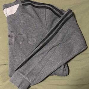 Adidas Heather Gray Sweatshirt with Black Accents
